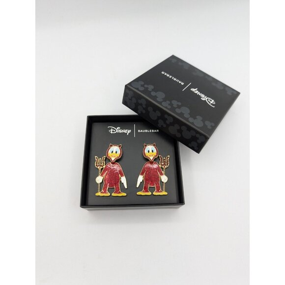 BAUBLEBAR x Disney Earrings Devil Donald Duck Enamel Rhinestones Halloween - Picture 1 of 8